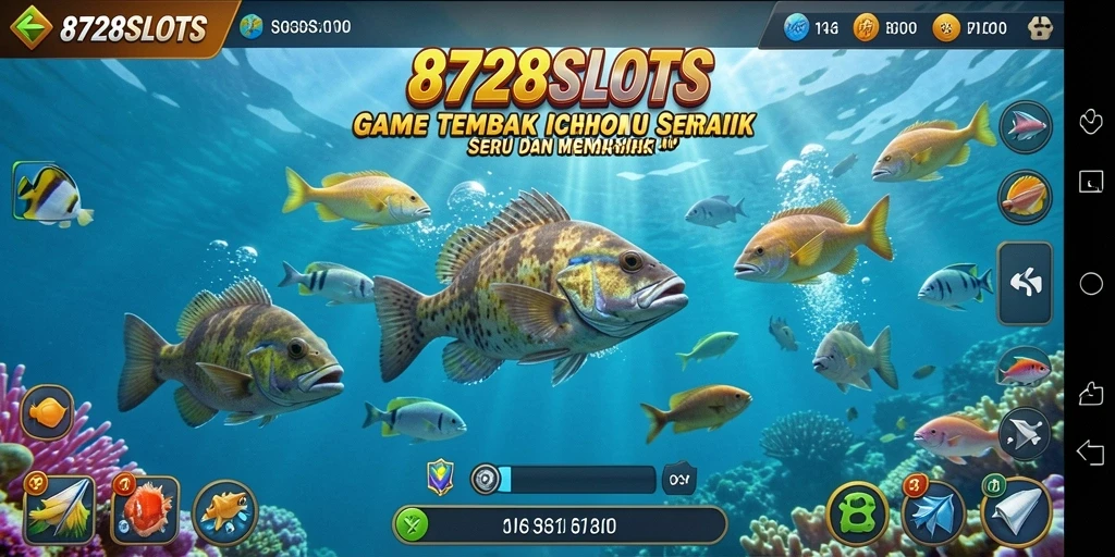 Tampilan gameplay seru dari 8728SLOTS saat menembak ikan.