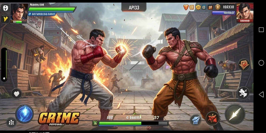 Tampilan gameplay menegangkan dengan langkah-langkah bertarung dinamis.