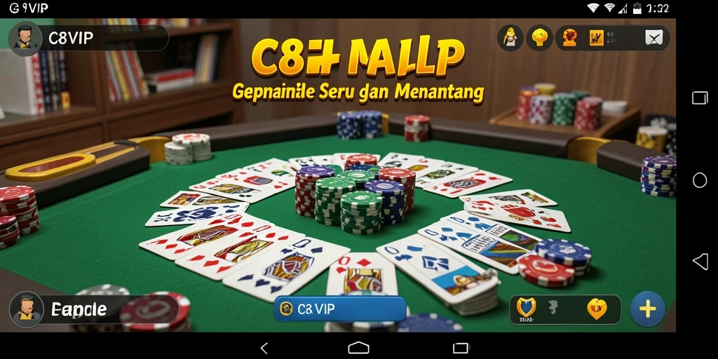 Tampilan gameplay C8VIP dengan suasana permainan Gaple yang seru.