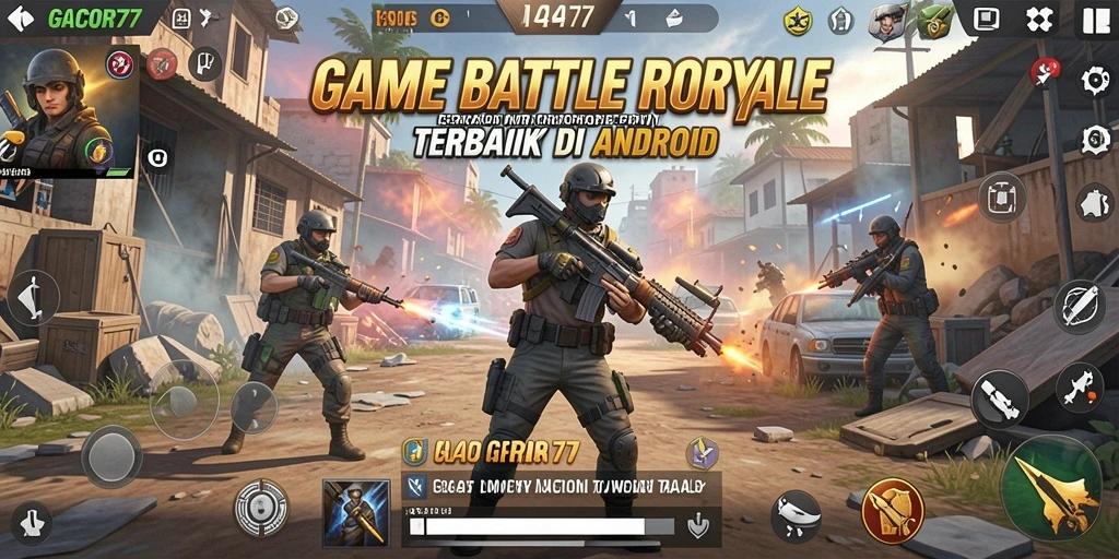 Tampilan seru gameplay GACOR77 dalam pertempuran Battle Royale.