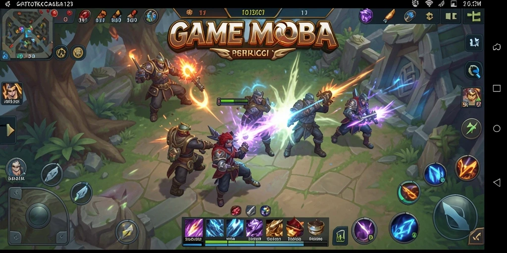 Screenshot menampilkan aksi seru dalam GATOTKACA123 di arena pertempuran.