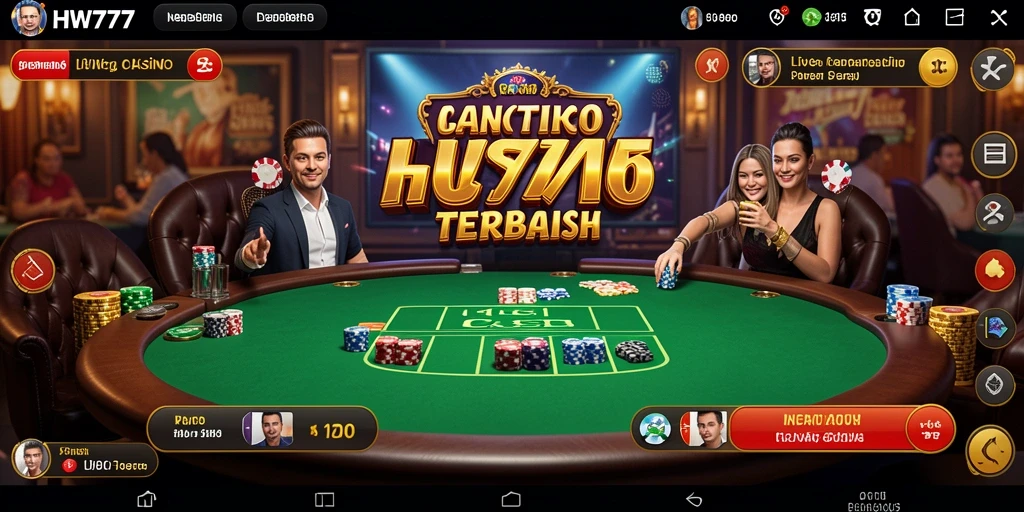 Gameplay HW777 yang mengasyikkan dengan dealer live dan berbagai pilihan permainan.