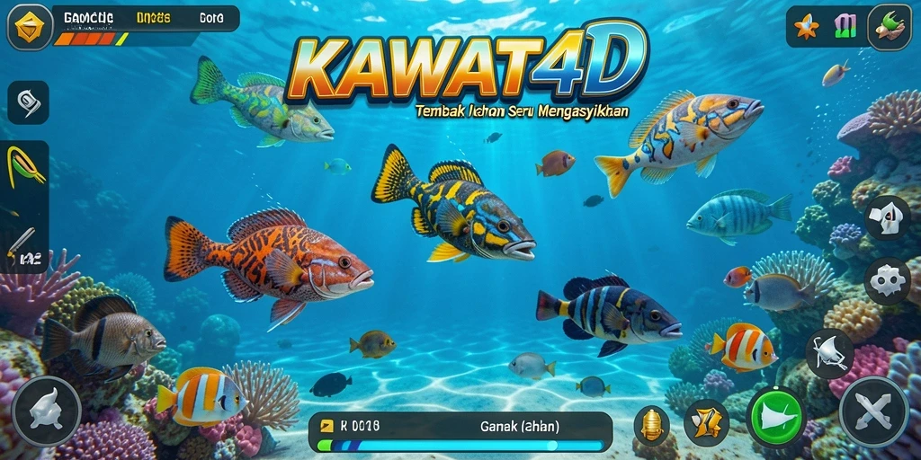 Gameplay KAWAT4D menembak ikan dengan grafis yang menawan.