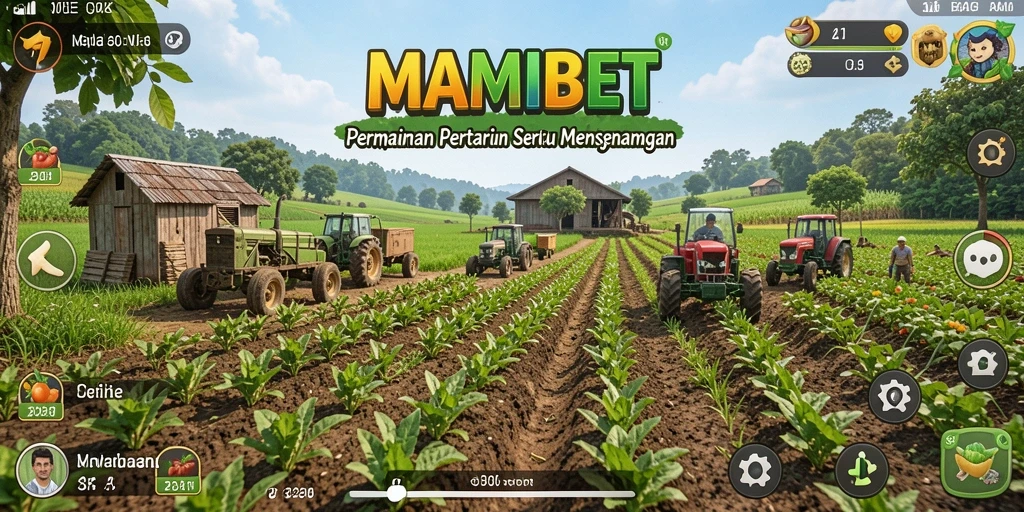 Screenshot gameplay MAMIBET menunjukkan pertanian yang indah dan interaksi seru.