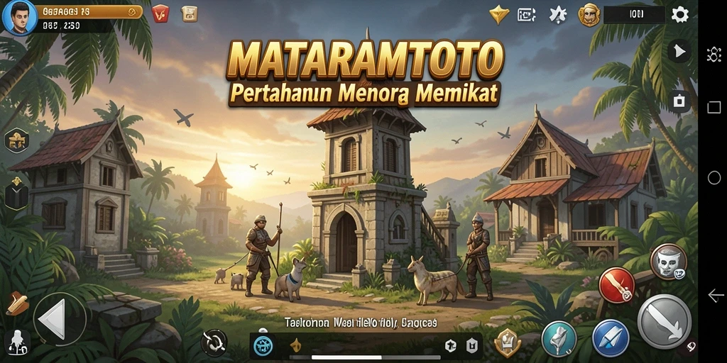 Tampilan gameplay menarik dari MATARAMTOTO yang menunjukkan menara pertahanan strategis.