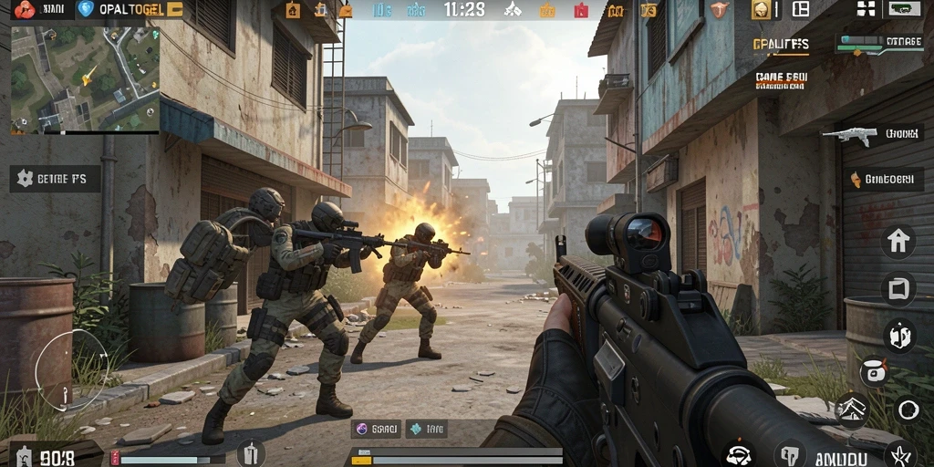 Tampilan gameplay <strong>OPALTOGEL</strong> yang menegangkan dan penuh aksi FPS.