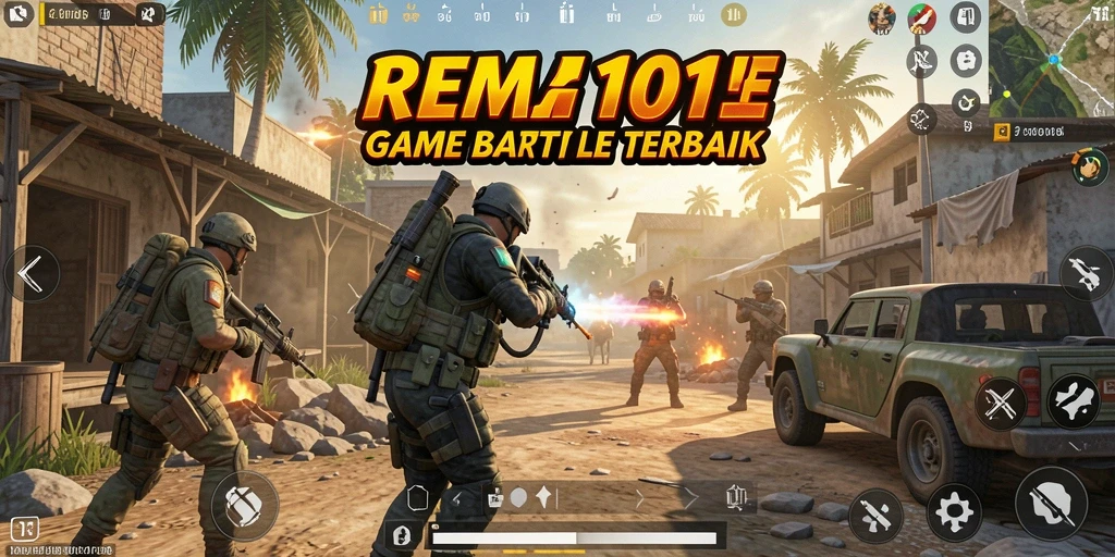 Tangkapan layar REMI101 menampilkan aksi seru dalam permainan Battle Royale.